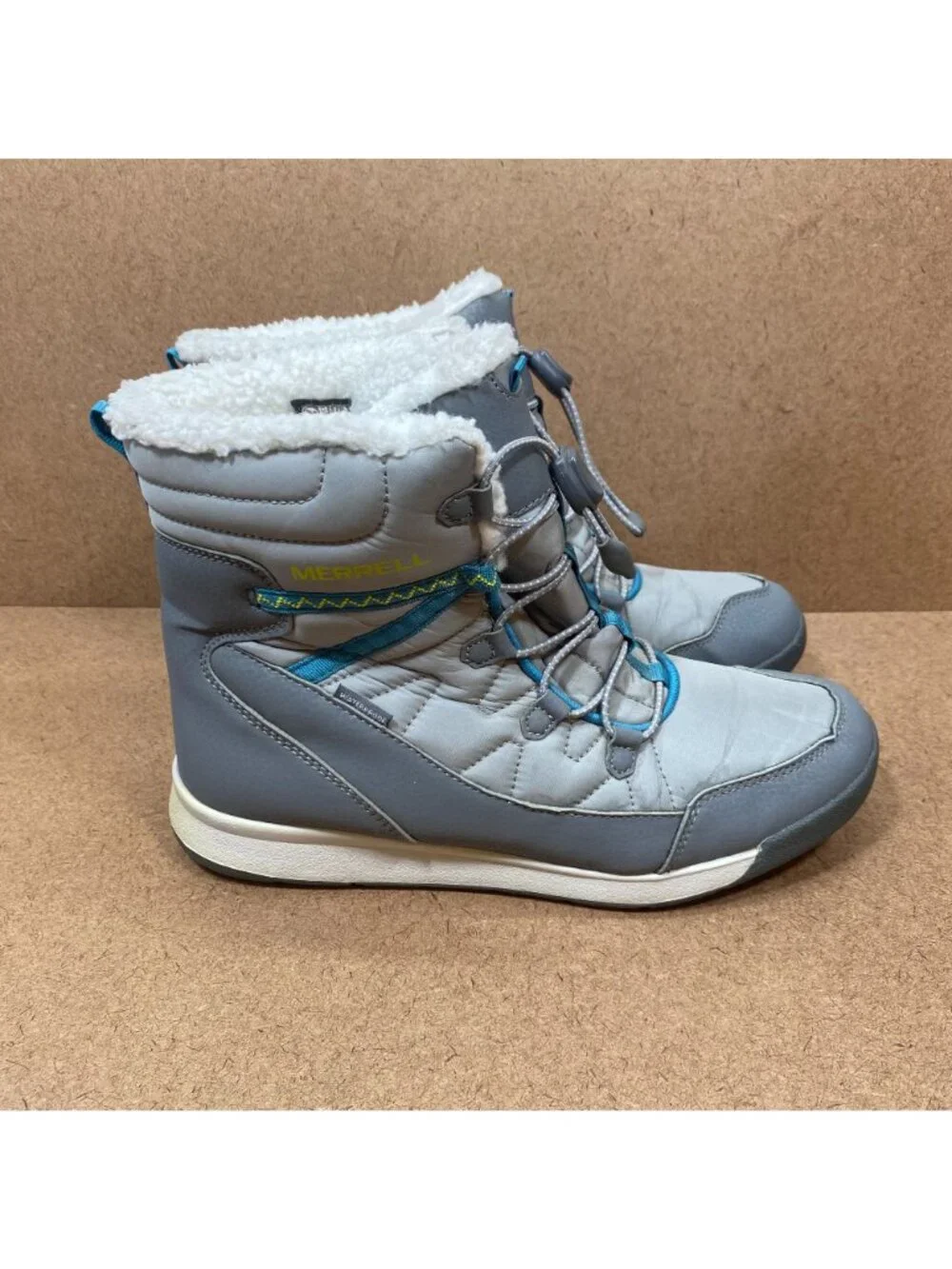 Merrell Snow Crush 3.0 Waterproof Gray Insulated Winter Boots Faux Fur Girls 7